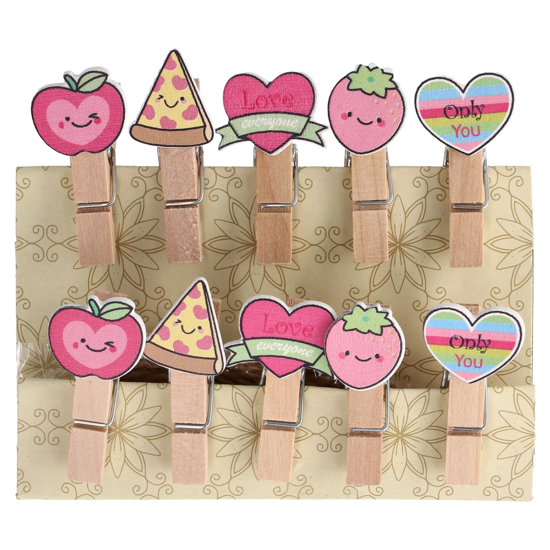 Слика на Декорации, Дрвени штипки, Сет 1/10, Statovac, Junior, 137253, Микс