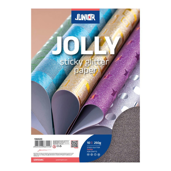 Слика на Хартија, Самолеплива,Глитер, А4, 1/1, Statovac, Junior, 136028, Црна