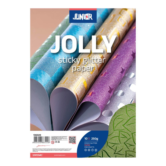 Слика на Хартија, Самолеплива,Глитер, А4, 1/1, Statovac, Junior, 136040, Зелена