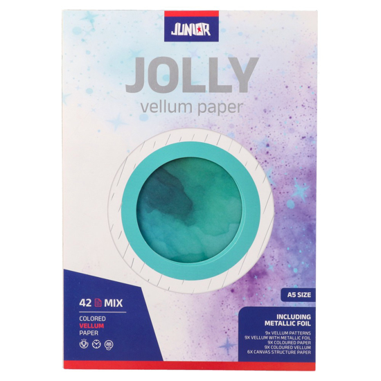 Слика на Хартија, Во боја, 42 листа, А5, Statovac, Jolly Vellum Paper, 137989, Микс бои