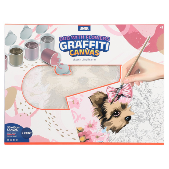 Слика на Платно, 30*40цм Куче, Скица+2 четки+18 водени бои, Statovac Junior, 132953, Бела