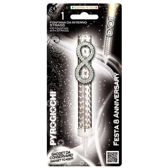 Слика на Прскалка, За на торта, Број 8, Годишнина, 14,5цм, Pyrogiochi, Festa, 41235