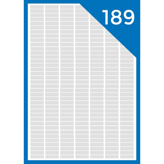 Слика на Етикети, А4, Кеса 1/100, 25.4*10.0, 189 на страна, Intercomo 189-1, Бела