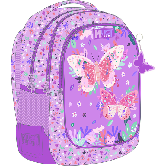 Слика на Ранец, 32*18*43цм, 3 Прегради, Butterflies Lilac, Diakakis, Must, 587222, Розева