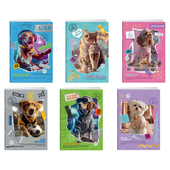 Слика на Тетратка, А5, 60Л., Тесни-Широки, UVЛак, FuzzyPets, Statovac, Premium 60, 189207