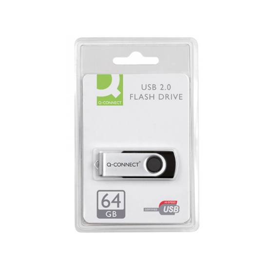 Слика на USB Flash Drive, 64GB, 2.0, PBS Connect, KF41514, Црно-Сребрена