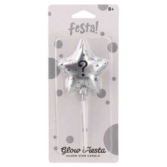 Слика на Роденденска свеќа, Ѕвезда, Прашалник, Statovac, Glow Fiesta, 708027, Сребрена
