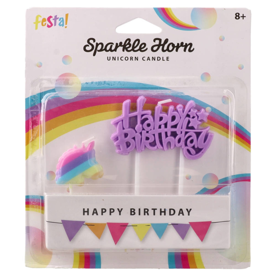 Слика на Роденденска свеќа, Еднорог, HappyBirthday, Statovac, Sparkle Horn, 708047, Микс