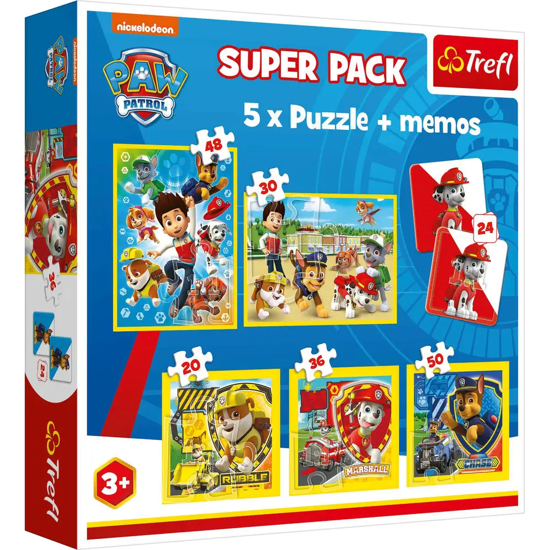 Слика на Друштвена игра, Сет 1/6, 5х сложувалка + меморија, Paw Patrol, Trefl, 93212